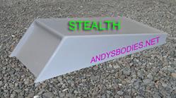 Stealth bonnet scoop, has a return flange for easy instalation pre undercoated, lightweight construction, manufactured by Fibre-Form (NZ) Ltd for Andy's Bodies